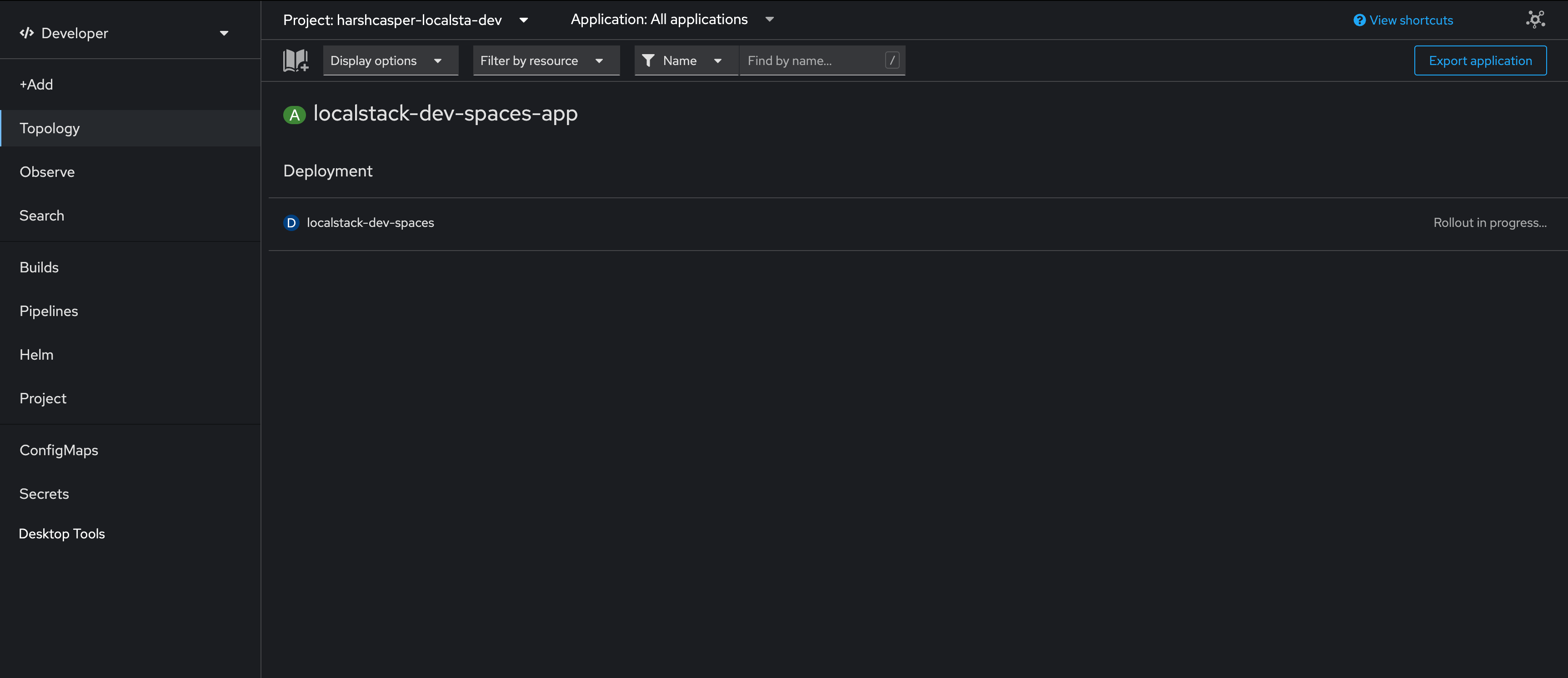 OpenShift Topology view